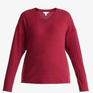 💕5/$15 Time and Tru Burgundy V-Neck Top, NEW